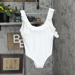 Sugar Coast By Lolli Women's Ruffled One Piece Swimsuit AAN68 White XL